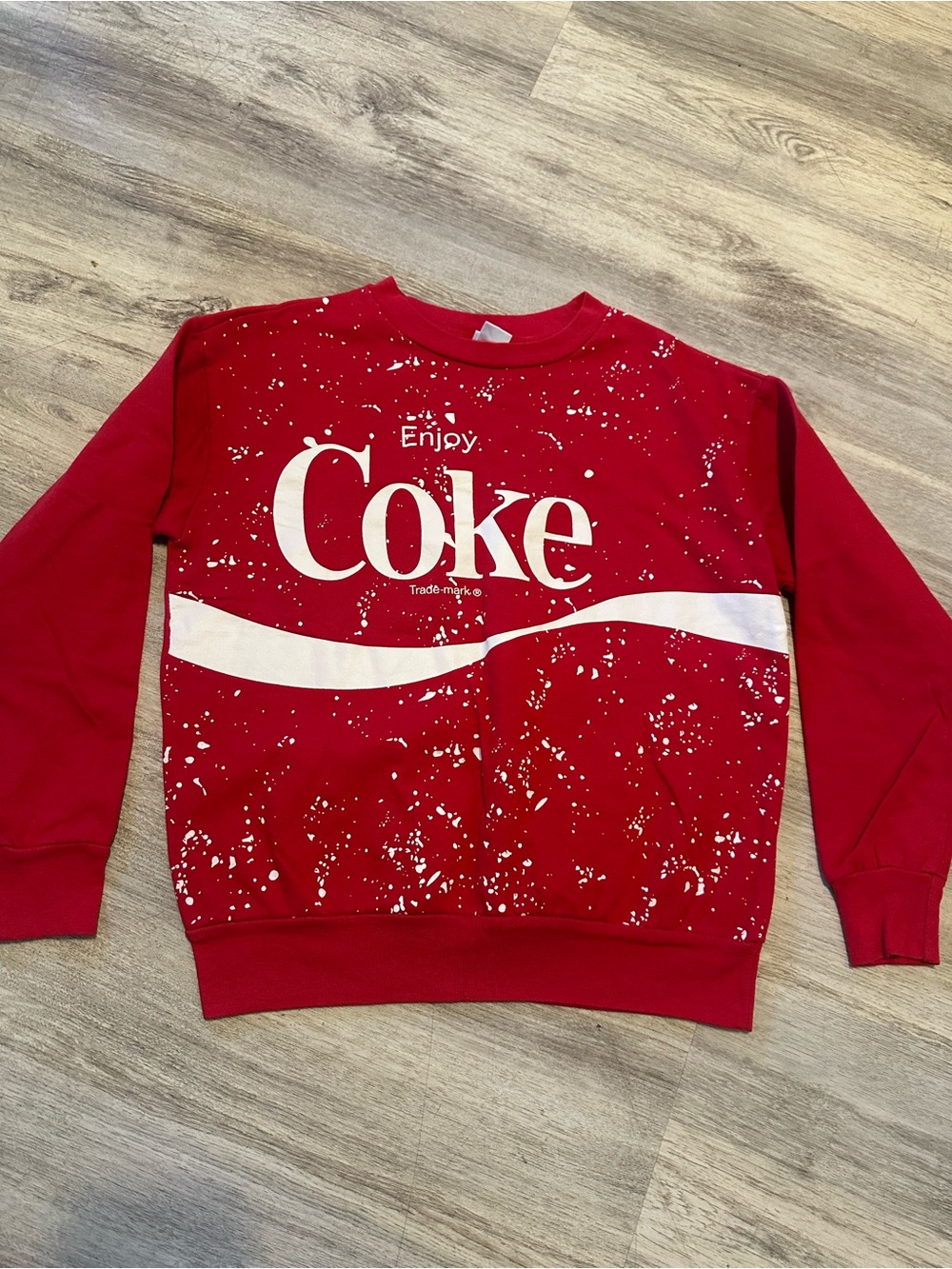 Coca Cola Red Crewneck with White Logo and Paint-Splatter
